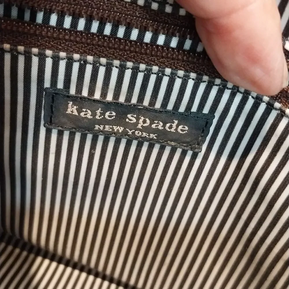 Kate Spade Brown and White Polka Dot Pouch..